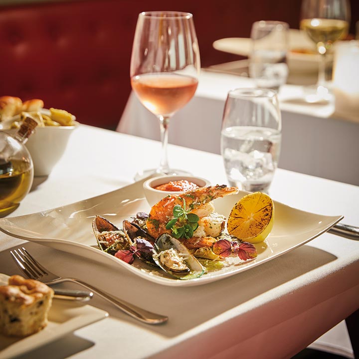 'Amalfi Grigliata di Pesce' - a mixed seafood platter served in the Amalfi restaurant on Spirit of Adventure 'Amalfi Grigliata di Pesce' - a mixed seafood platter served in the Amalfi restaurant on Spirit of Adventure